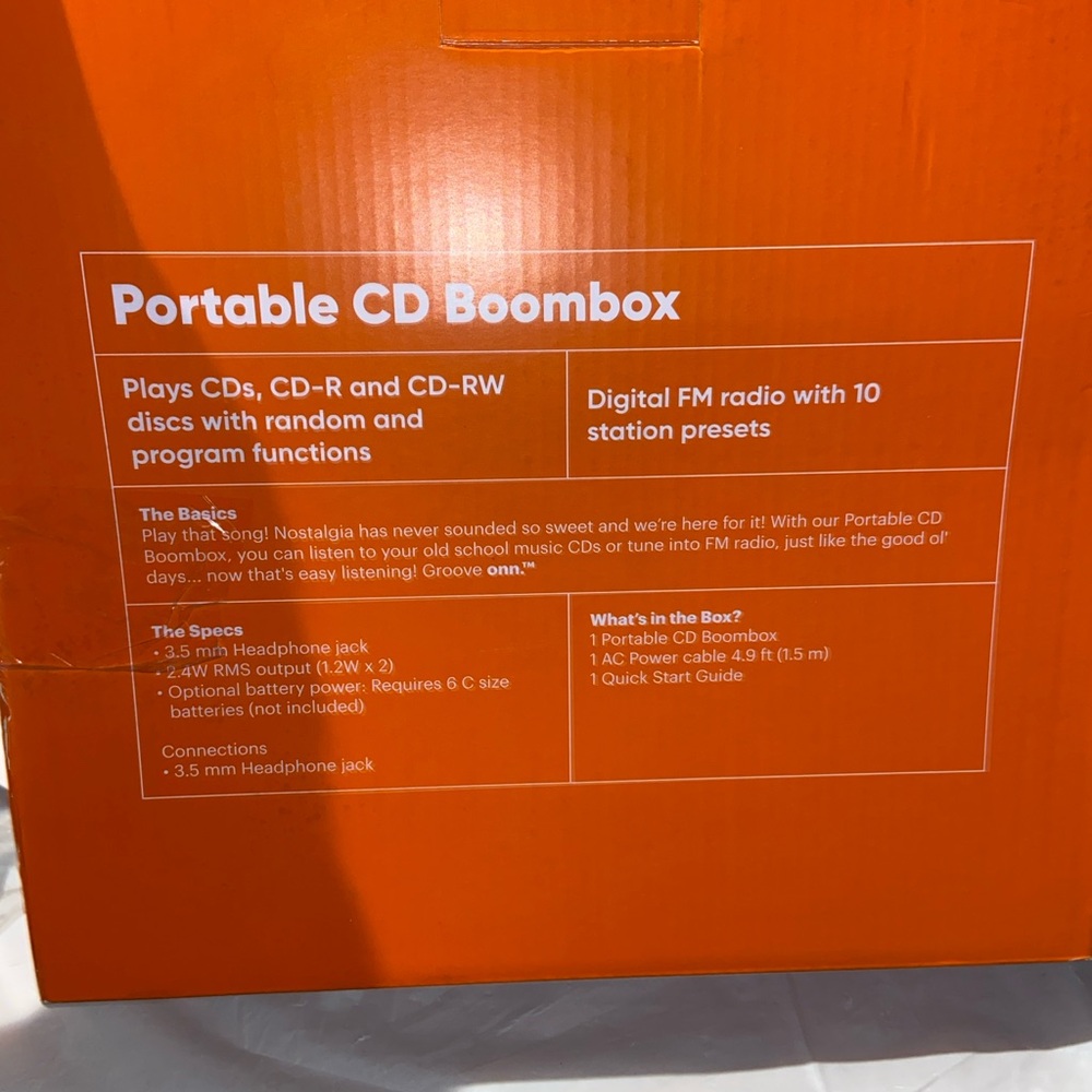 Portable CD Boombox - Orange